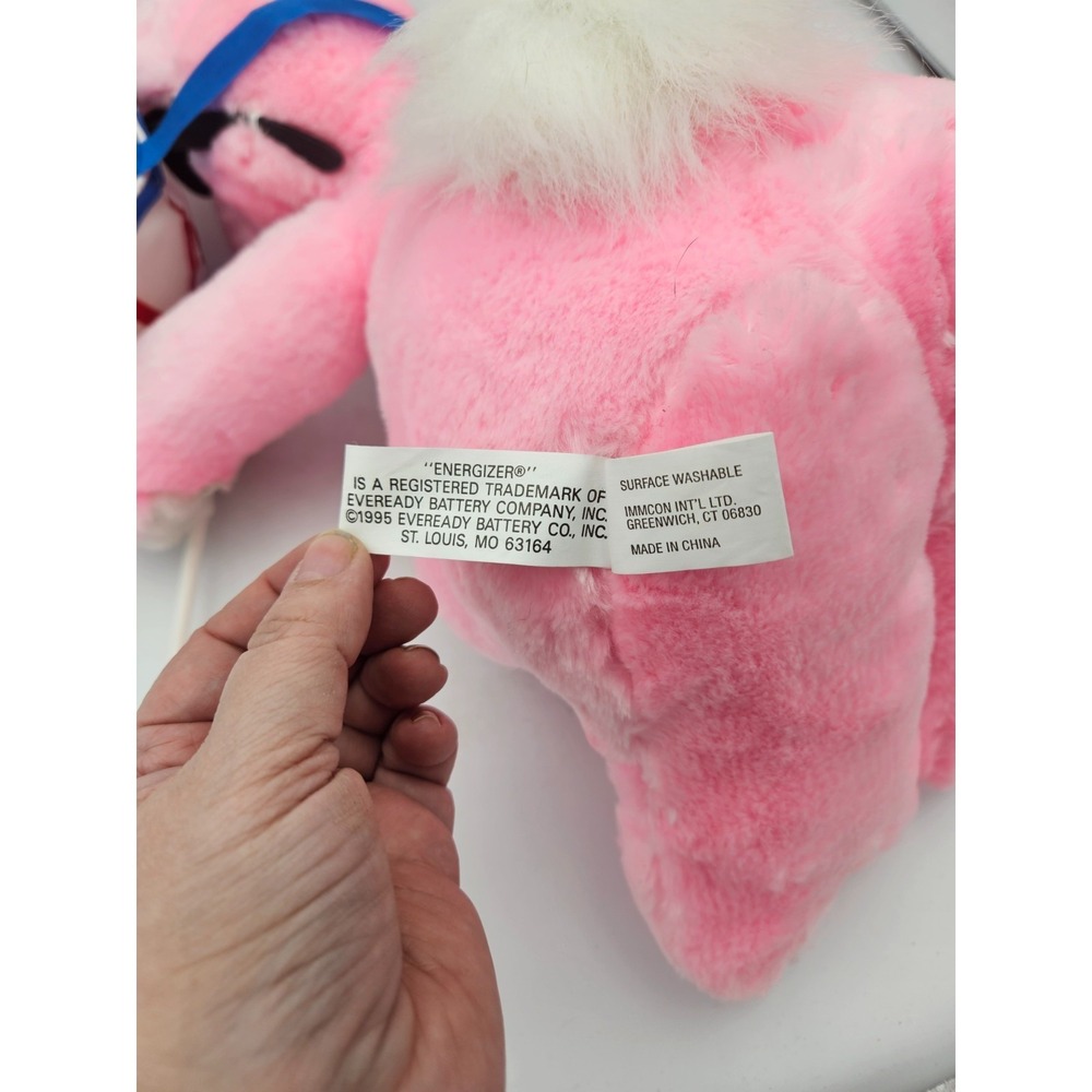 1995 Energizer Bunny Plush Drum Sunglasses Pink Mascot 22" Vintage Promo Toy - Picture 4 of 6